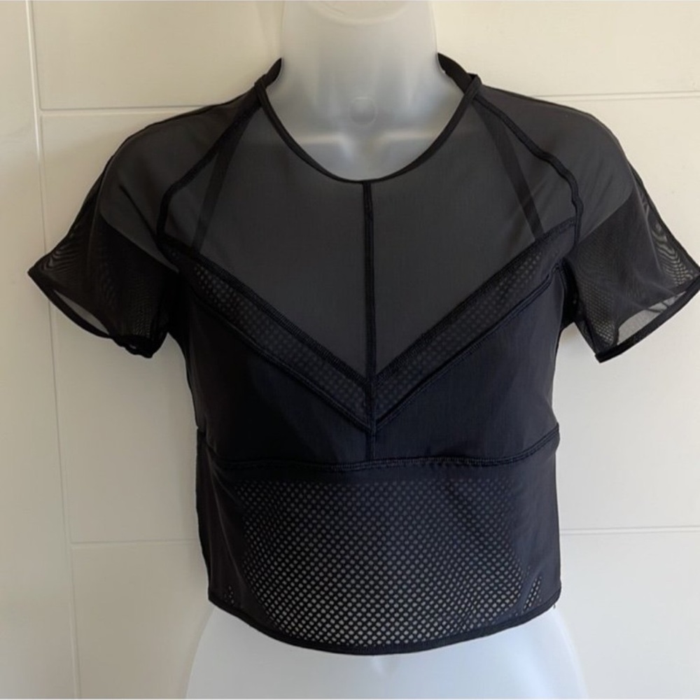 1130- Lululemon the Lab black mesh top- size 10 (fits like a size 8)